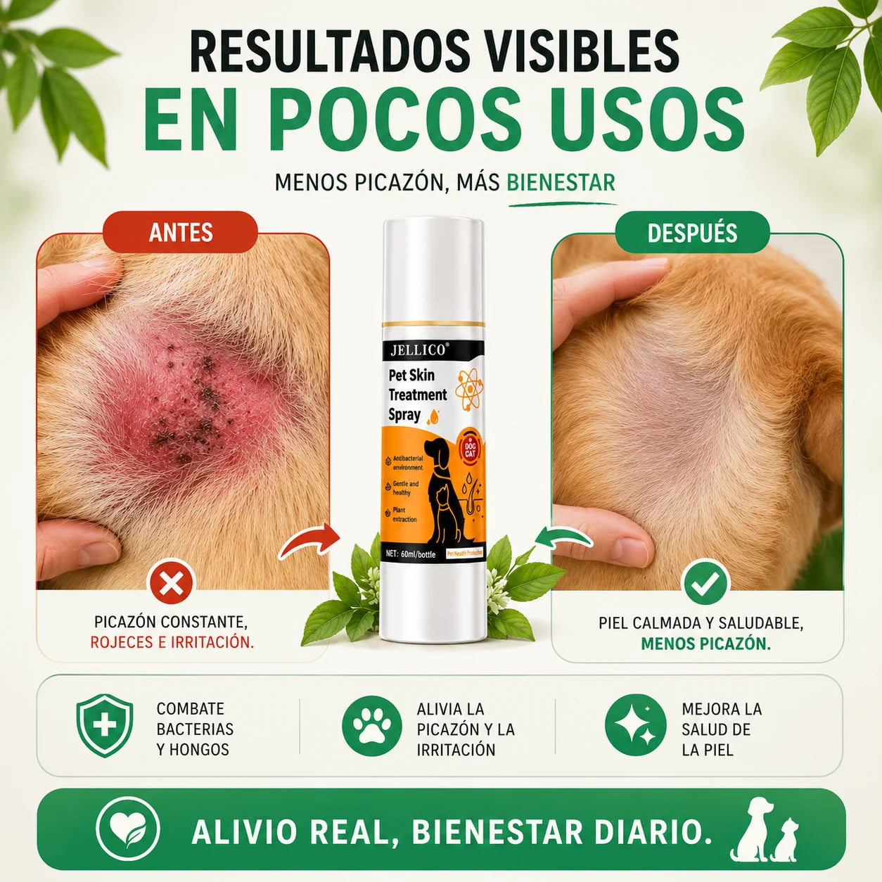 Tratamiento Antibacterial y Antifúngico para la Piel de Mascotas